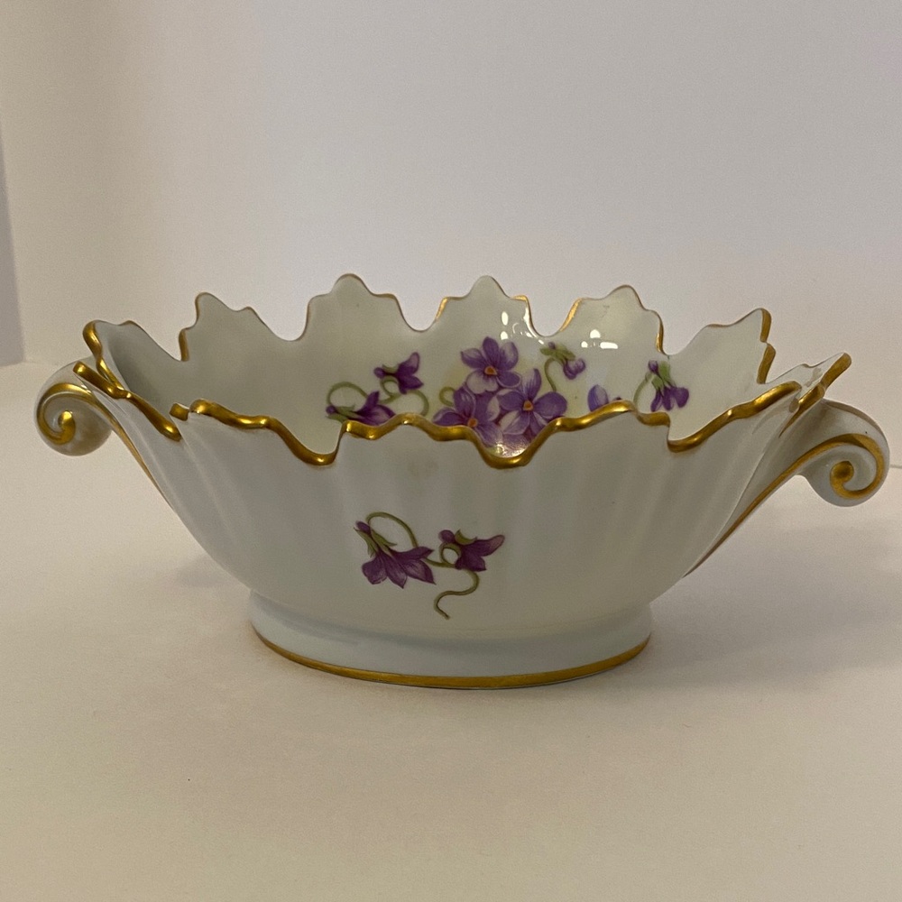 Vintage Limoges France Dish Candy Trinket Porcelain Violets Floral Gold Gilt Rim - Picture 16 of 16